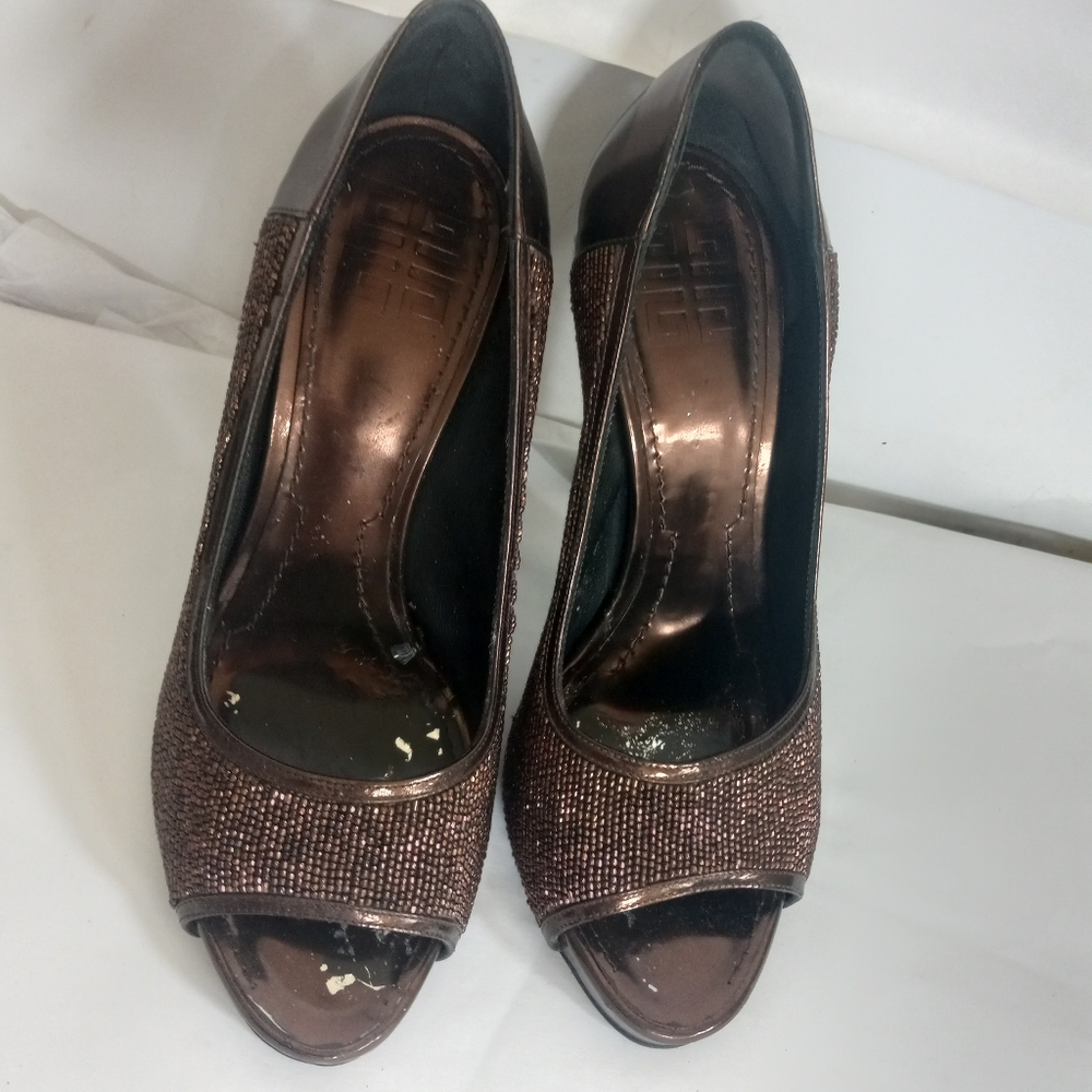GIVENCHY Peep-Toe Embellished beaded cocktail heels 38.5
